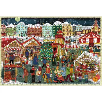 Puzzle Ravensburger Wooden Puzzle Christmas Market — 500 dielov, drevené puzzle