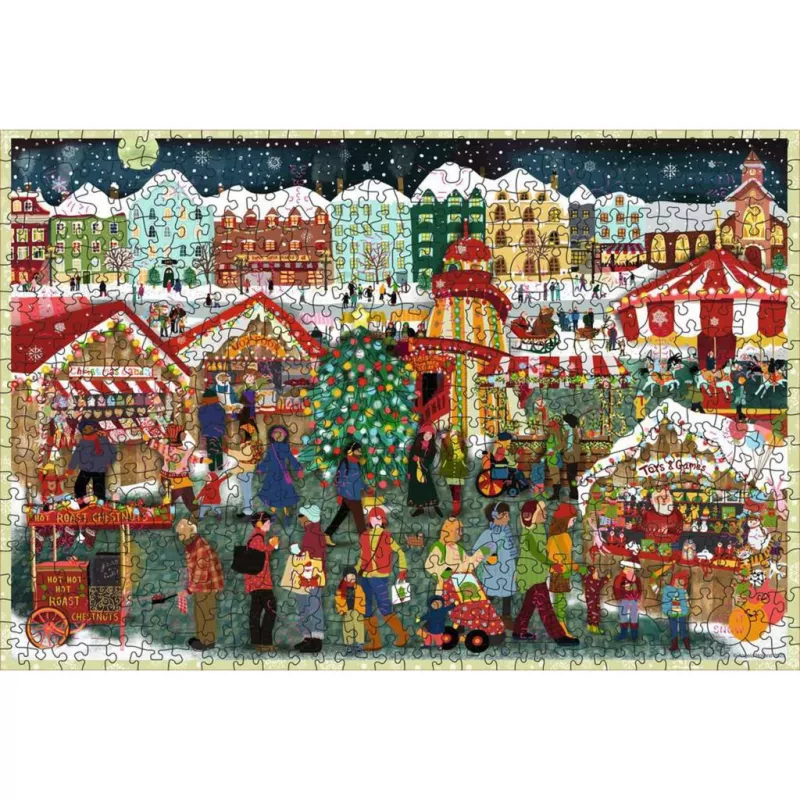Puzzle Ravensburger Wooden Puzzle Christmas Market — 500 dielov, drevené puzzle