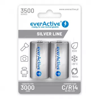 Nabíjacie batérie everActive R14/C Ni-MH 3500 mAh pripravené na okamžité použitie