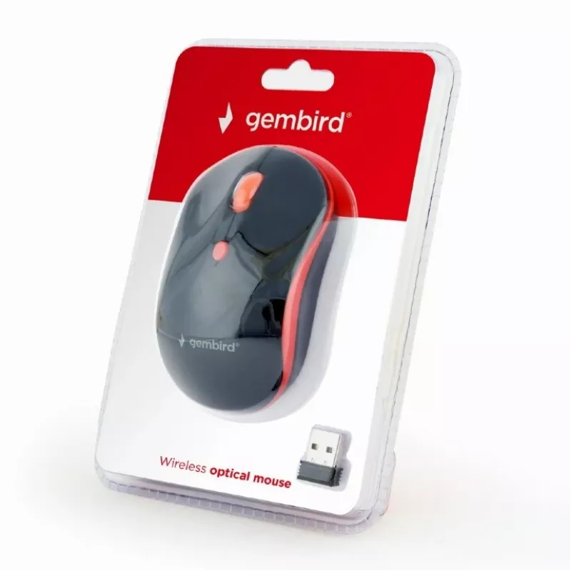 GEMBIRD MUSW-4B-03-R bezdrôtová optická myš MUSW-4B-03-R 1600 DPI nano USB čierna-červená