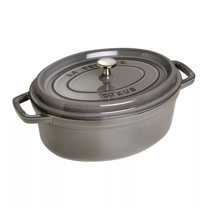 Oválna kokota z liatiny Staub 29 cm, grafitovo sivá