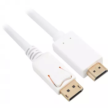 Sharkoon adaptérový kábel Displayport 1.2 > HDMI 4K biely 3 metre