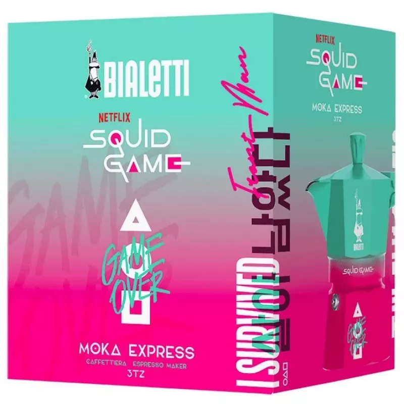 Bialetti Moka Express Squid Game kolekcia kapsúl - modrá ružová