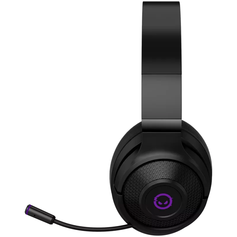 Lorgar Noah 702 (LRG-GHS702) bezdrôtový herný headset, Bluetooth 5.3, USB prijímač, 3,5 mm AUX, 40 mm meniče, 1000 mAh, RGB, čierny