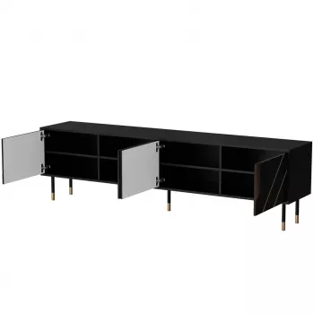 TV skrinka cama meble Cama 4D MOUNTAIN 2040×400×550 mm čierna + zlatá drevotrieskový vrch