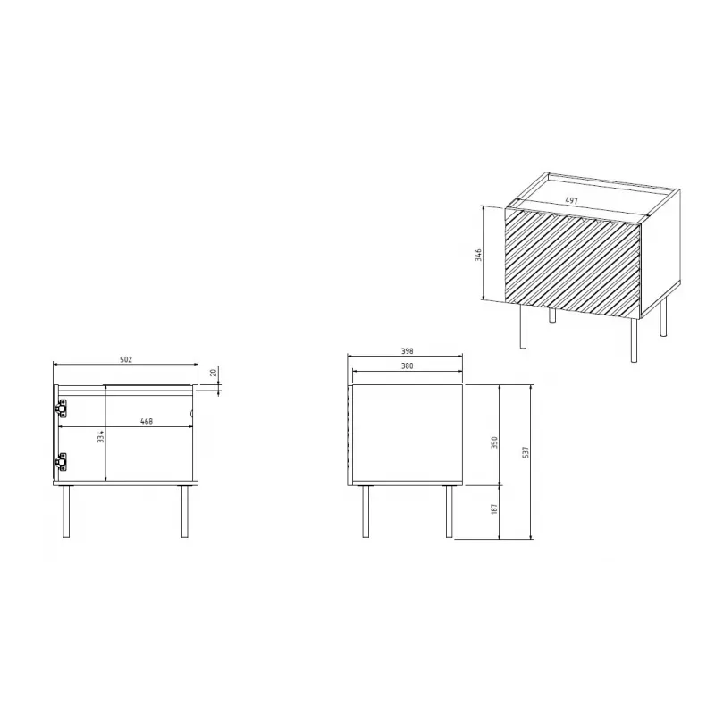 Nočný stolík Cama ONDA 50x40x54 cm čierny MDF/drevotrieska sada 2 ks