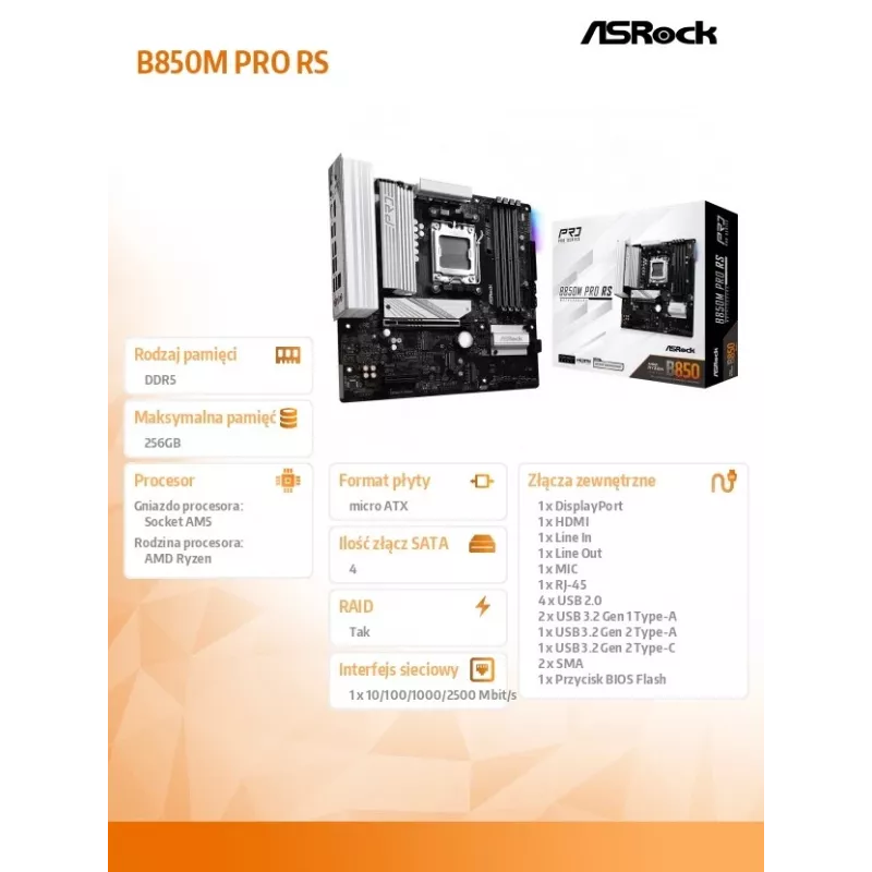 ASRock B850M Pro RS AM5 Micro-ATX základná doska