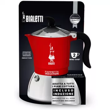 Kávovar na sporák BIALETTI FIAMMETTA 2TZ indukcia červený, moka kanvica na 2 šálky