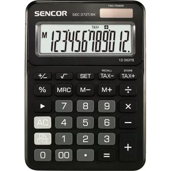 Kalkulačka SENCOR SEC 372BK 12-miestny LCD jednoduchá stolová kalkulačka, na batérie
