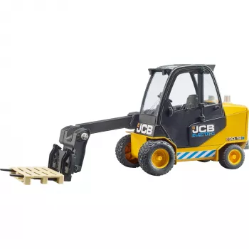 Vysokozdvižný vozík BRUDER JCB Teletruk hračka — ABS, odporúčaný vek 3+, čierna a žltá