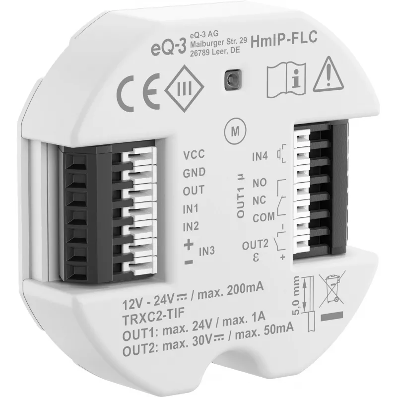 eQ-3 AG Homematic IP HmIP-FLC, diaľkový ovládač, biely, IP20, -5 - 40 °C, 52 mm, 15 mm