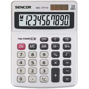 Sencor SEC 377/10 stolová kalkulačka, 10 číslic, sivá