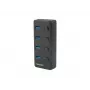 USB hub NATEC MANTIS USB 2.0 Type-B — 4x USB 3.2 Gen 1 Type-A porty, čierny, 0,8 m kábel, napájací zdroj, vypínač