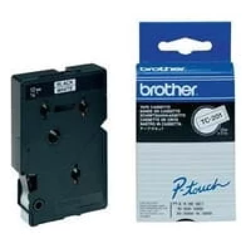 Brother Gloss Laminated Labelling Tape - 12 mm, čierna/biela, 10 ks etiketovacia páska TC