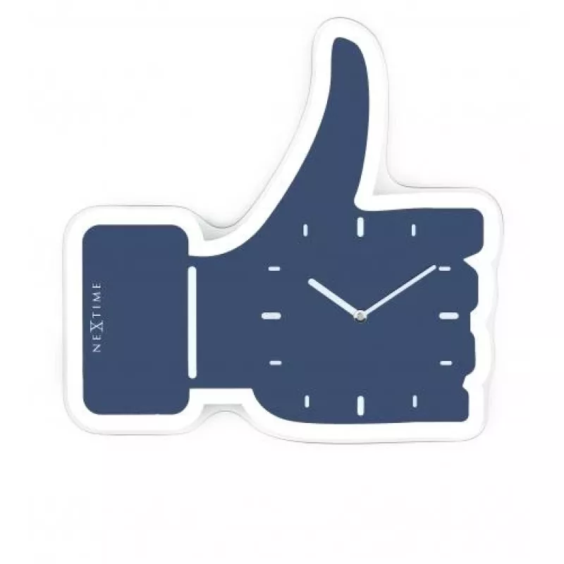 NeXtime nástenné hodiny 3072bl Thumbs up, 40,5x41,5 cm, nástenné, modrá/strieborná
