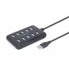 USB hub Gembird UHB-U2P10P-01 — 10-portový USB 2.0 hub