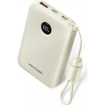 Powerbank Vention FKAN0-C 10000 mAh — 2× USB-C, 1× USB-A, 22,5 W, béžová