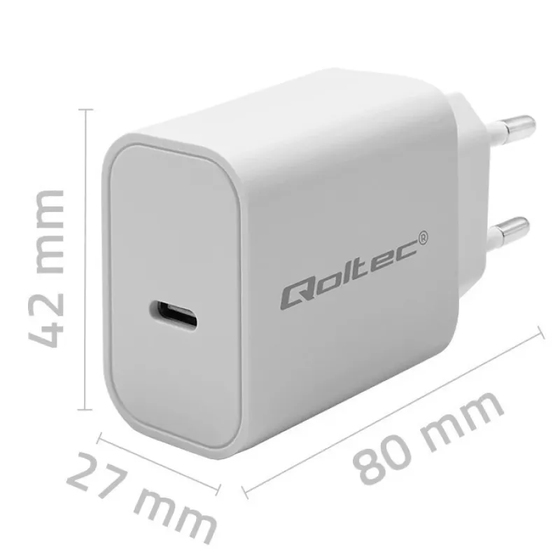 QOLTEC Super Quick PD nabíjačka 20W USB-C (5V/12V) – prenosná rýchlonabíjačka