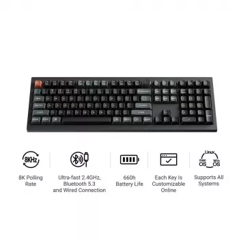 Mechanická klávesnica Keychron V6 Ultra 8K – Full-Size 100% QWERTY, Bluetooth, RGB, čierna