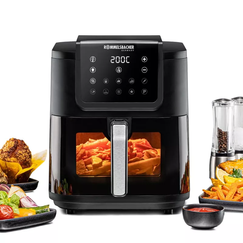 Teplovzdušná fritéza Rommelsbacher FRH 1700 Single 8 L samostatne stojaca 1700 W s 10 programami a LED displejom