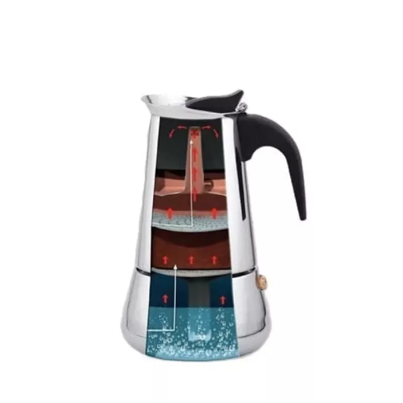 Moka kanvica Maestro MR-1660-9, kávovar na sporák pre 6 šálok, čierna