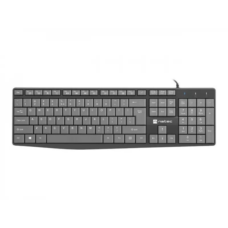 Drôtová Full-Size klávesnica NATEC NKL-1507 USB QWERTY US International sivá/čierna, 105 klávesov, numerický blok