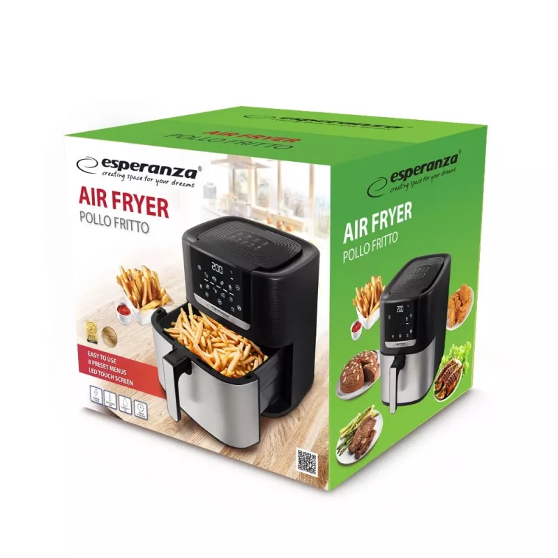 Esperanza EKA004 Pollo Fritto teplovzdušná fritéza bez tuku, 8 L, 1700 W, inox
