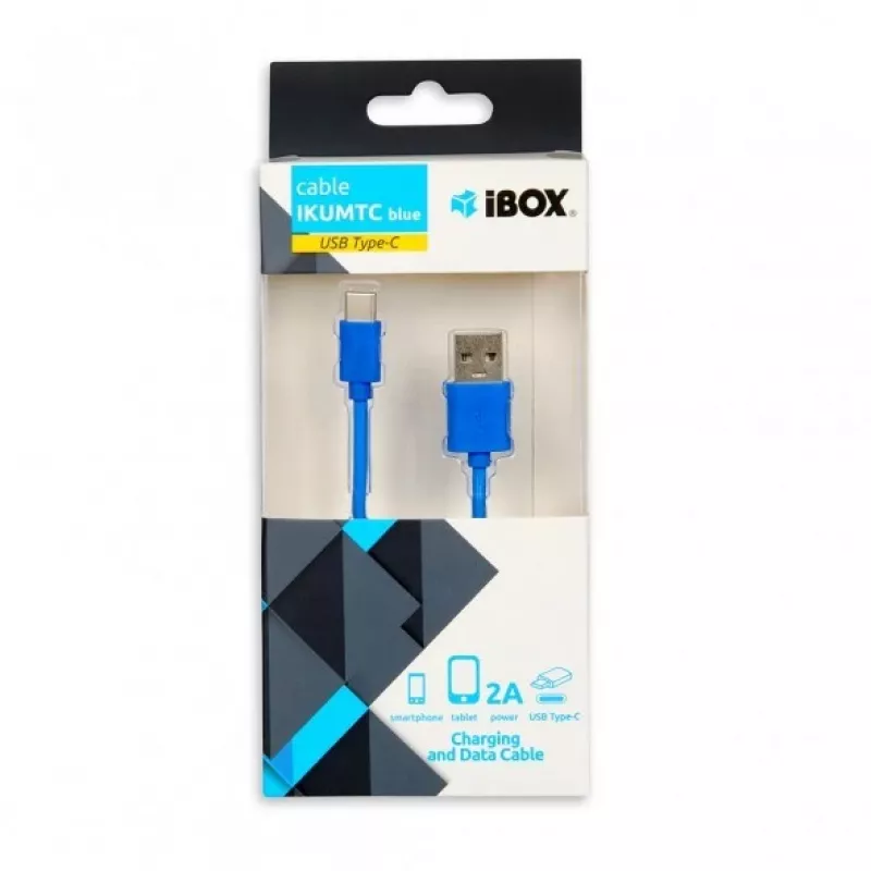 IBOX USB A na USB C kábel IKUMTCB — 1 m, USB 2.0, modrá