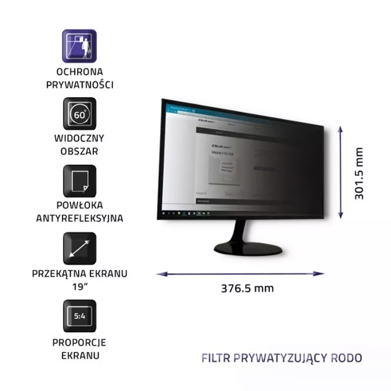 Qoltec 51053 filter proti videniu pre displej 48.3 cm (19) monitor