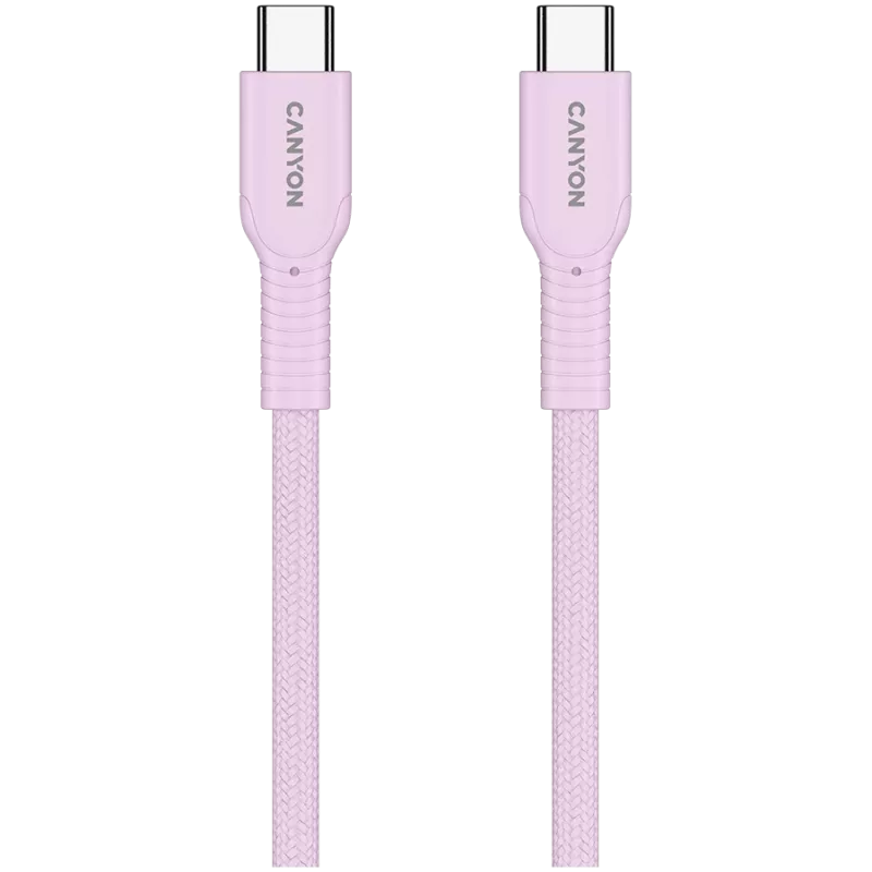 CANYON kábel OnWire 60CL C-C 60W COLOR pletený 1m ružový