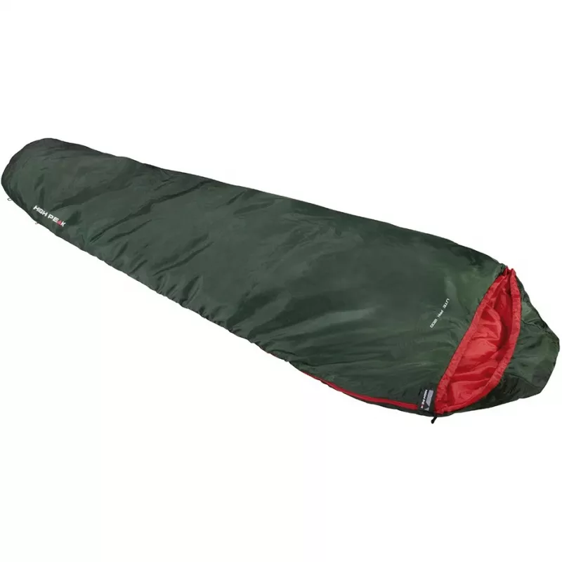 High Peak Lite Pak 1200 spací vak mumia polyester zelená, červená 23263