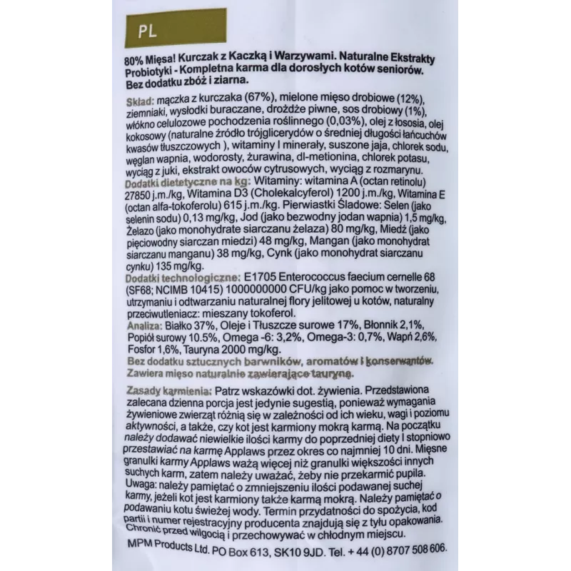 APPLAWS Senior Chicken - suché krmivo pre mačky - 7,5kg