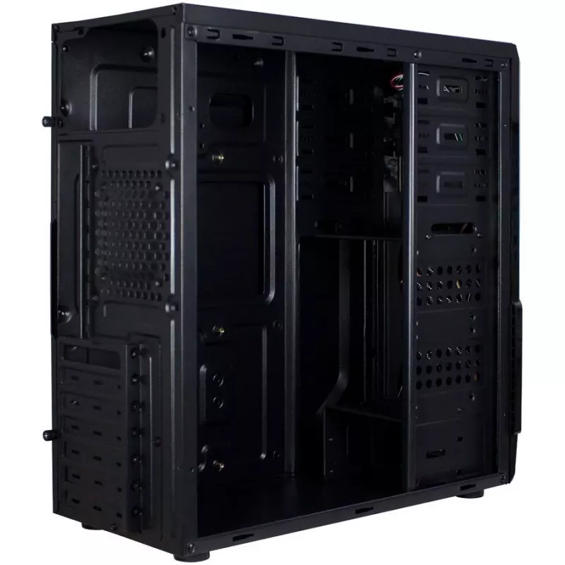 Skriňa INTER-TECH B-42 Black Midi Tower, ATX, 2xUSB2.0, Blue LED strip, PSU optional
