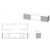 Cama TV skrinka LARA 183x35x37 čierna matná + krb biela