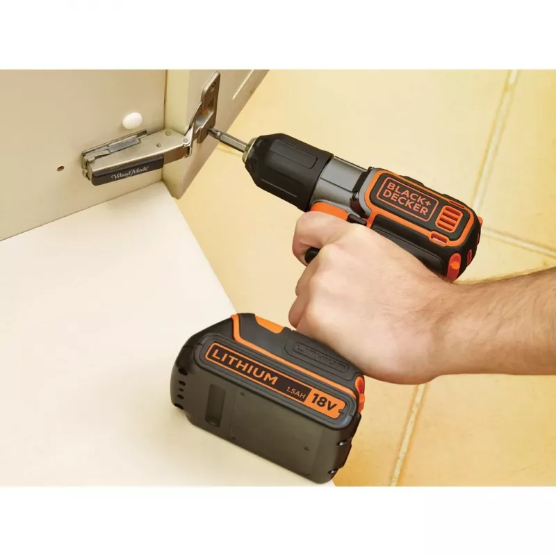 Vŕtačka Black & Decker ASD18K-QW, bez kľúča, 1,5 Ah, čierna/oranžová
