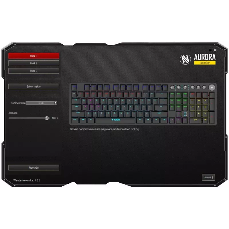 iBOX Aurora K-6 IKGMK6 mechanická nízkoprofilová herná klávesnica, drôtová + RF bezdrôtová + Bluetooth, spínače KRGD Red, LED podsvietenie, QWERTY anglická, čierna
