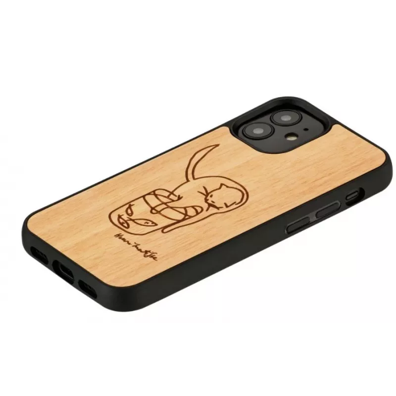 Puzdro na telefón Man and Wood pre iPhone 12 mini — potlač mačky s červenou rybou