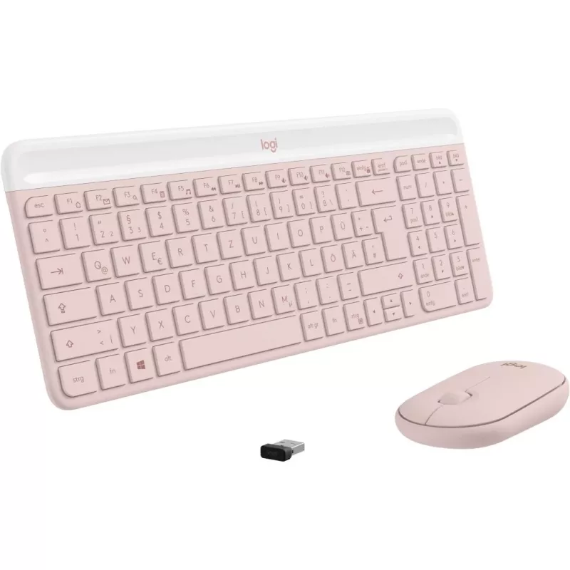 Logitech Slim Wireless Combo MK470 - sada klávesnica-myš - bezdrôtová - 2,4 GHz - QWERTY - ružová (920-011314)