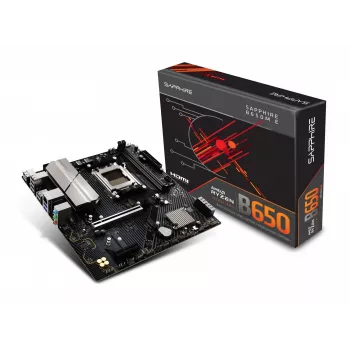 Základná doska Sapphire B650M-E (AMD B650) micro ATX, socket AM5, DDR5, 2x DIMM, 96GB, 2x M.2 (PCIe5/4), 4x SATA III, 2,5Gb LAN