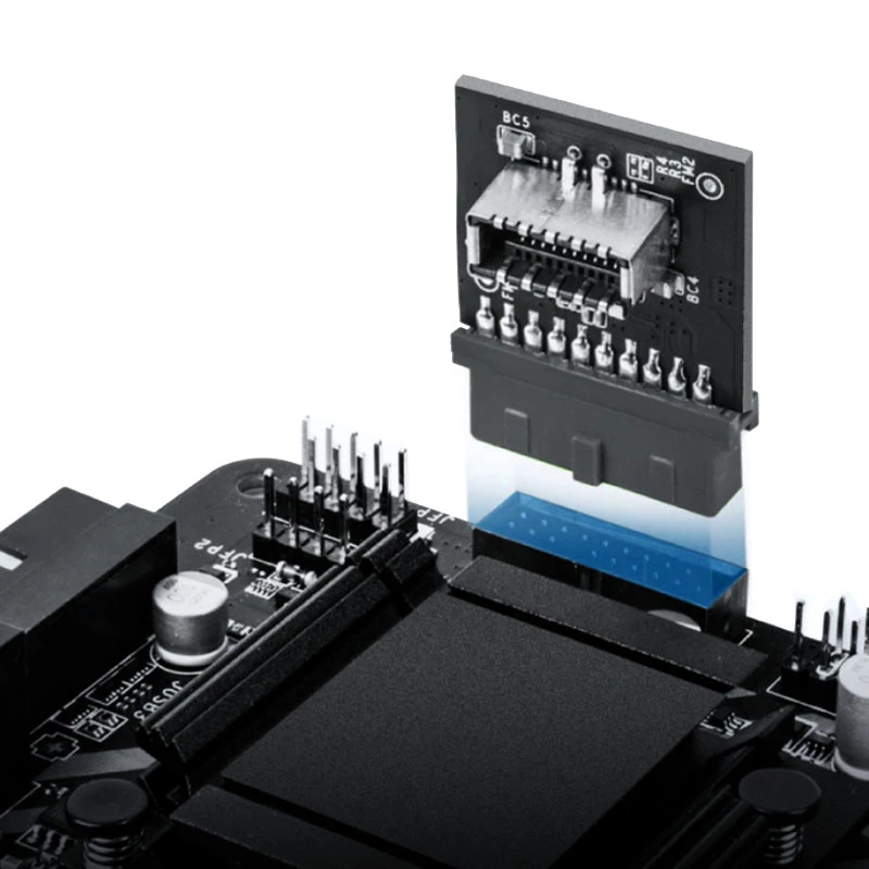 GrauGear interný adaptér 19-pinový USB 3.0 na USB 3.1 Type-E 20-pinový Key A, 90 stupňov