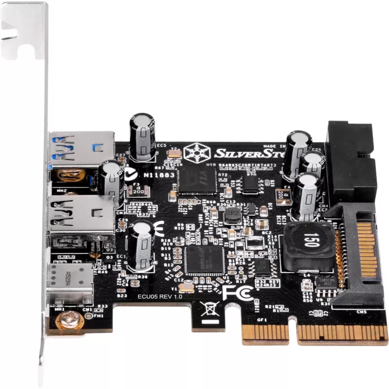SilverStone ECU05 - USB adaptér - PCIe 2.0 x2 Low Profile - USB 3.1 Type-C x 1 + USB3.0 x 2 + USB3.0 (interný) x 2 (SST-ECU05)
