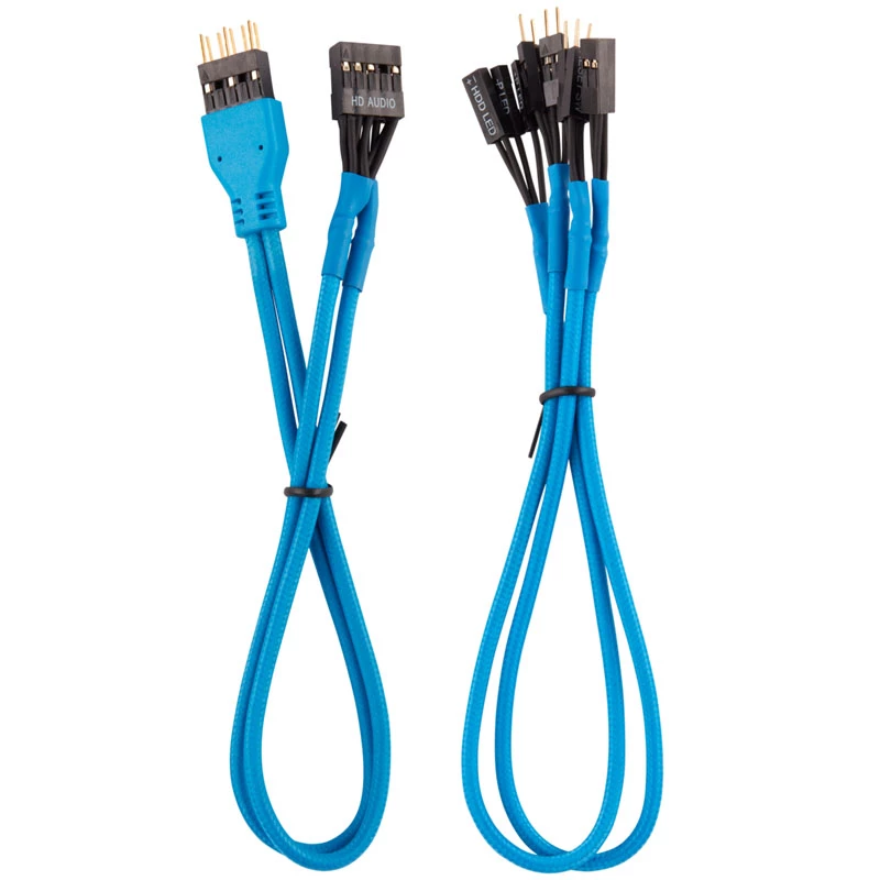 Súprava predlžovacích káblov predného panela Corsair Premium Sleeved, modrá