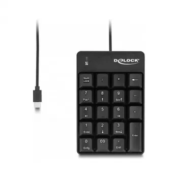 Numerická klávesnica DeLOCK 12108 USB čierna 19 klávesov 1,6 m kábel