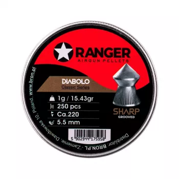5,5 mm RANGER Diabolo Professional Sharp Grooved Point 250 diaboliek