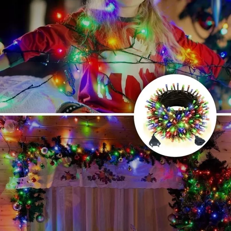 Extralink EX.95535 vianočná svetelná reťaz na batérie, 100 LED, viacfarebná, 10,5 m