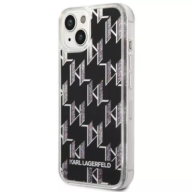 Karl Lagerfeld KLHCP14MLMNMK iPhone 14 Plus 6.7 tvrdý obal čierny / čierny Liquid Glitter Monogram