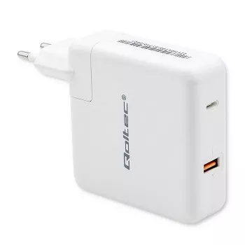 Qoltec GaN nabíjačka FAST 108W | 5-20V | 3-4.7A | USB C | biela
