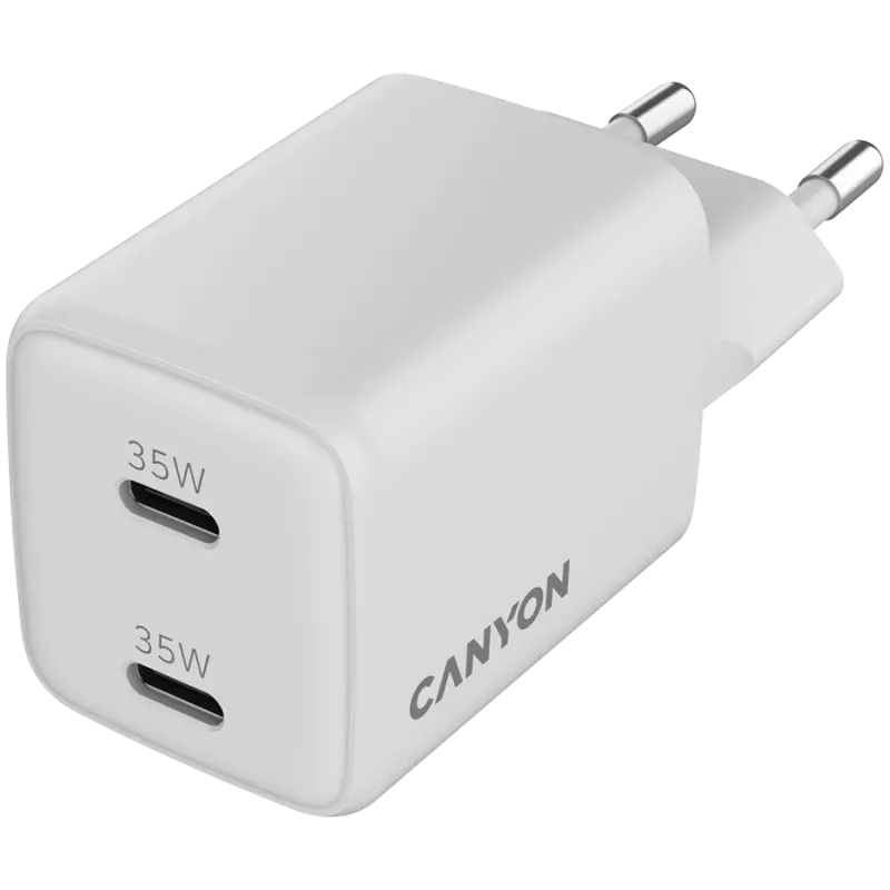 Canyon CU35CC GaN 35 W 2xPD sieťová nabíjačka, biela