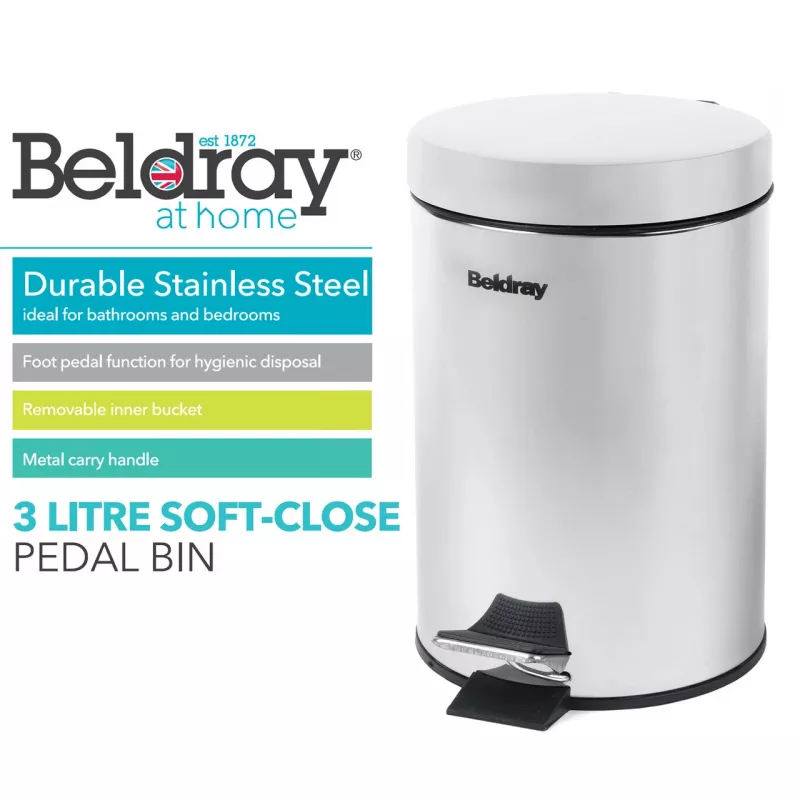 Šliapací odpadkový kôš Beldray LA038098SSAFEU7 3 litre soft-close nerez