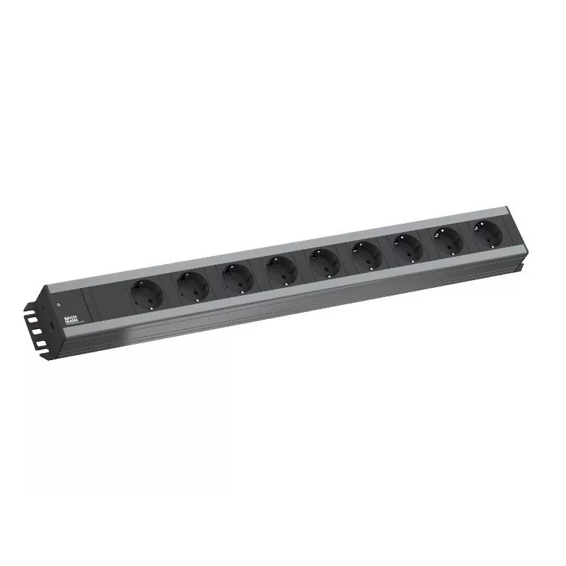 Bachmann 300.001 predlžovací kábel 2 m 9 AC zásuviek, interiér, čierny, sivý